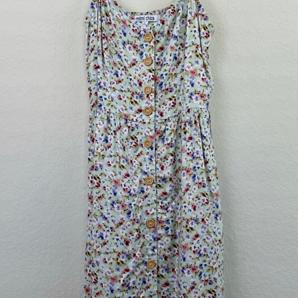 Mimi Chica Front Button Midi Dress